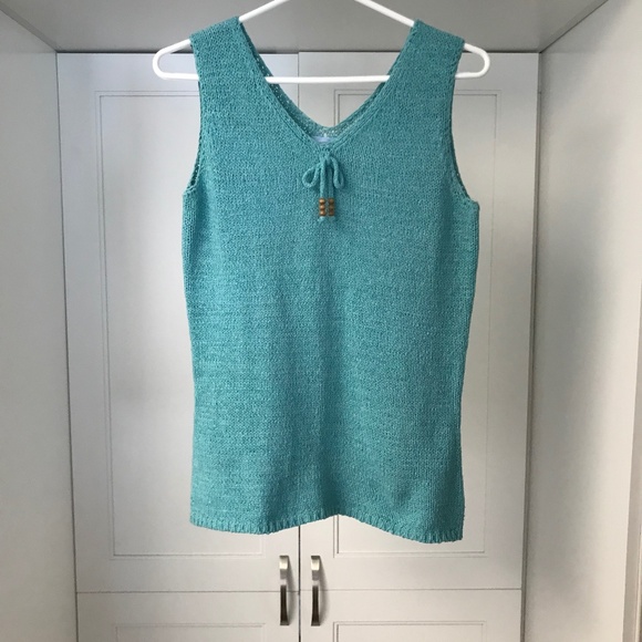 Women’s Sleeveless Turquoise Knit Tank Top M - Picture 1 of 5